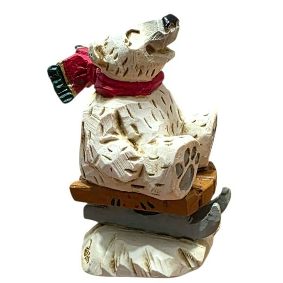 1996 David Frykman Polar Bear Sledding Fun Snow Sled Christmas Holiday Decor - Picture 5 of 9